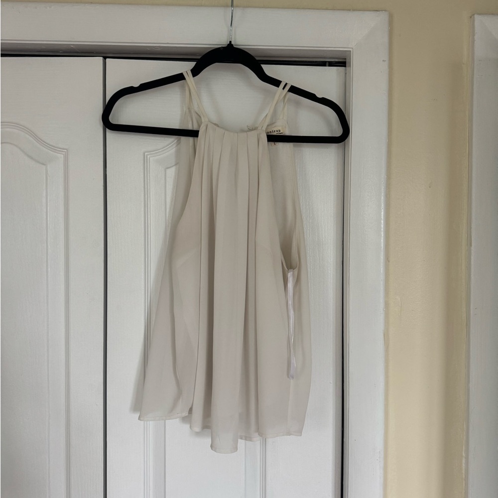 Monteau Cream Chiffon Tank Top